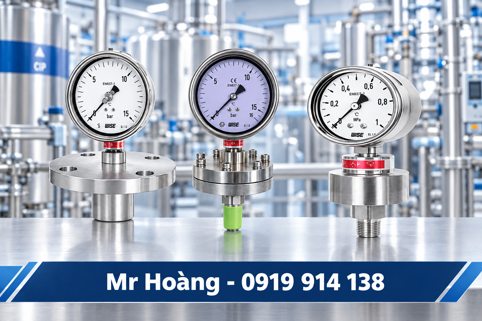 Đồng hồ áp suất hóa chất, thực phẩm